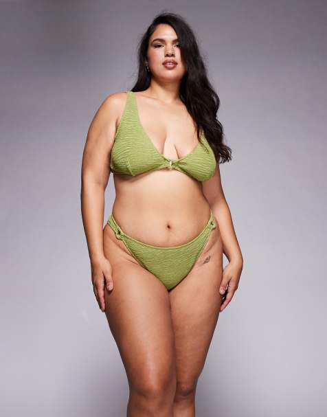 Bikini verde lima con detalle de eslabón Laurie de ASOS DESIGN Curve - view 1