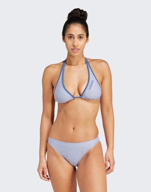 Bikini violeta plateado y rosa brillante con relleno y tirante anudado al cuello Sportswear de adidas