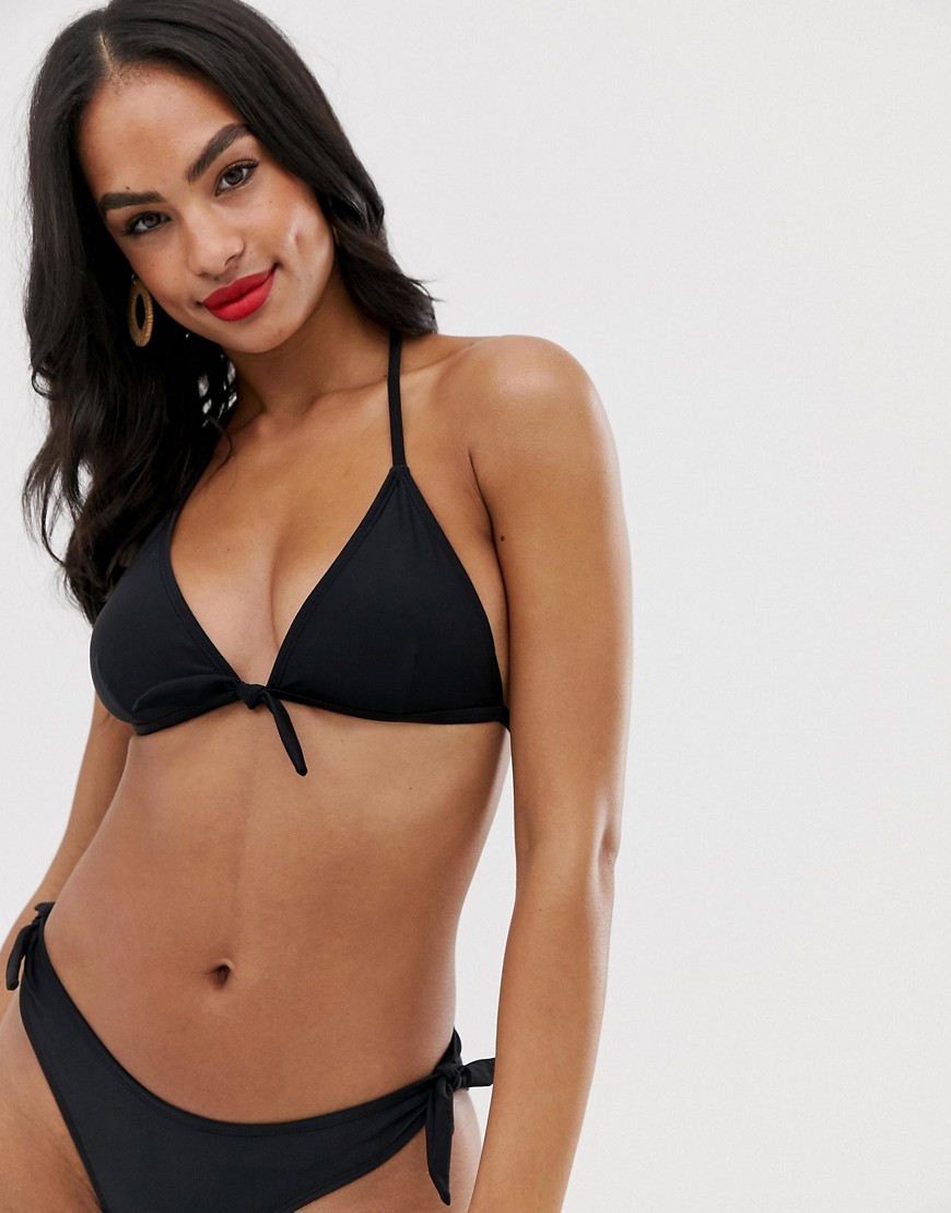 Bikinitop med bindebånd foran fra Vero Moda-Sort