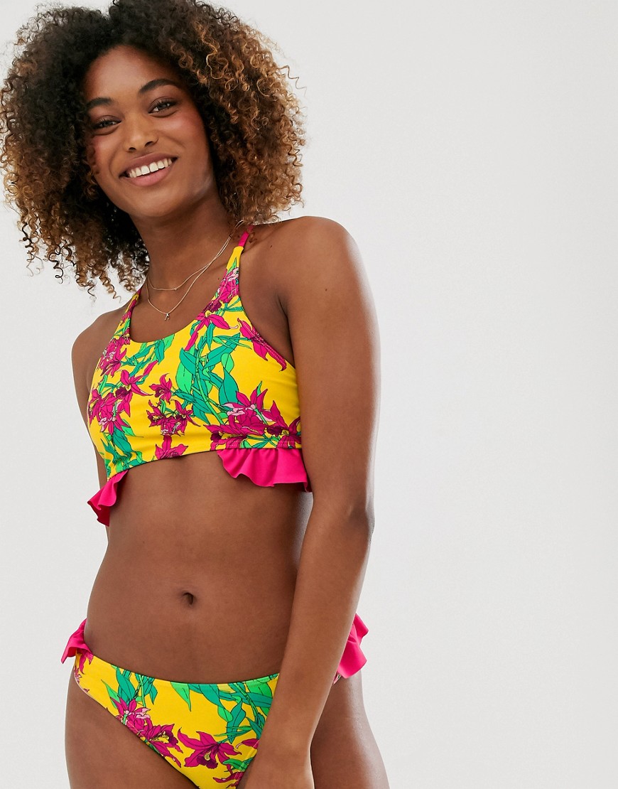 Bikinitop med flæse på siden fra Vero Moda-Multifarvet