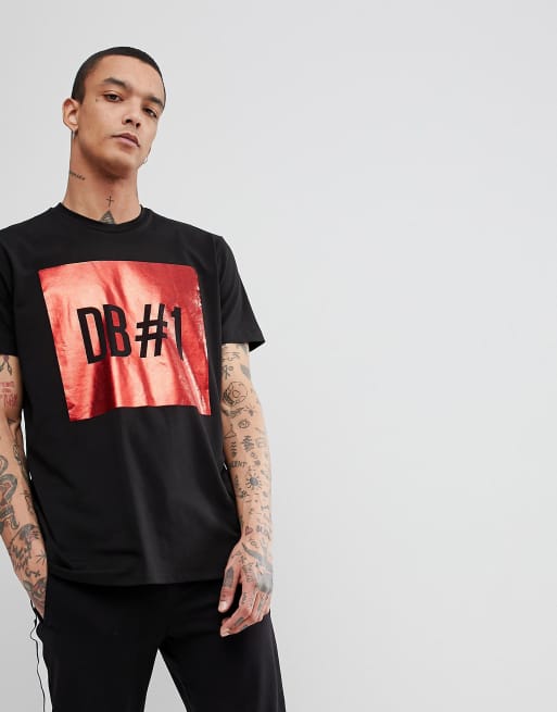 Bikkembergs Long Line Foil Print T Shirt with Side Zips ASOS