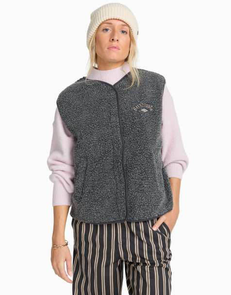Billabong Be happy sherpa vest in black sands - view 1