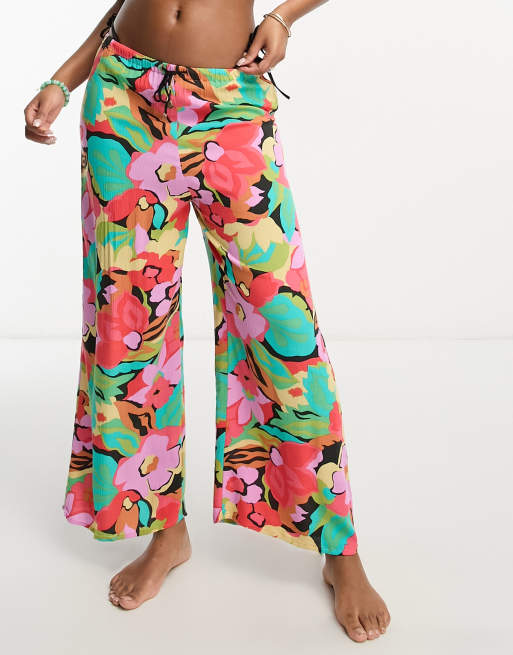 Billabong – Beach Spirit – Spodnie plażowe z podwyższonym stanem w tropikalny kwiatowy wzór 