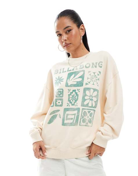 Billabong long sleeve sweatshirt in cream