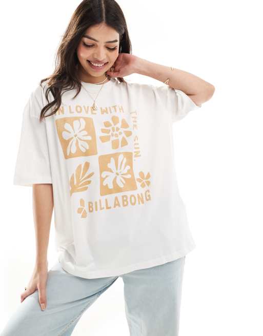 Billabong – Biały T-shirt z napisem In love with sun 