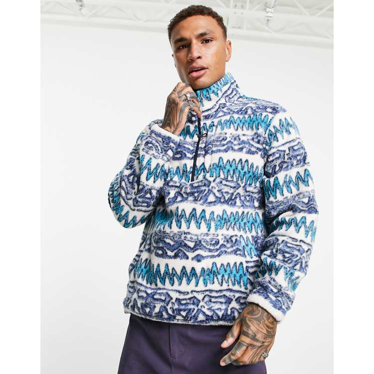 Billabong Boundary Aztec 1 4 zip fleece in blue