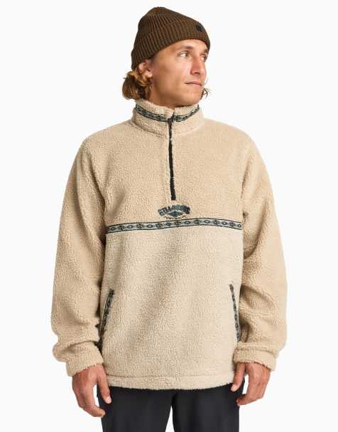 Billabong Boundary tombstone half zip mock neck fleece in white - WHITE - view 1