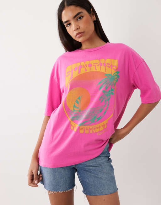 Billabong - Camiseta playera rosa intenso con estampado "Sunrise", 2 de 4