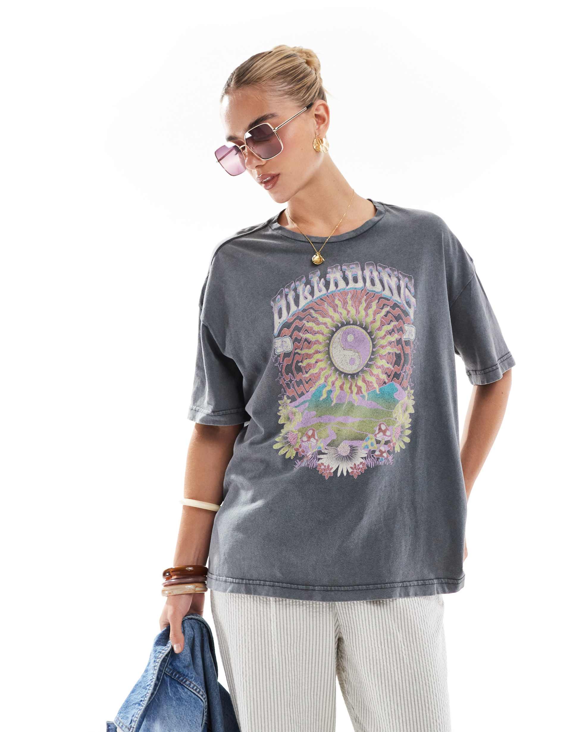 billabong celio grande t shirt in off black
