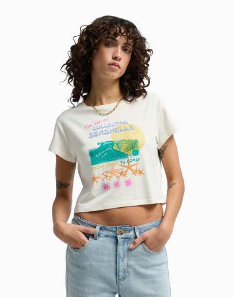Billabong Coastal adventures cropped t-shirt in white cap - view 1