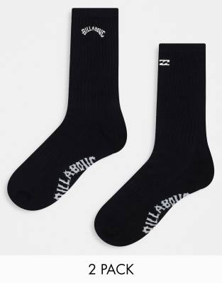 Billabong crew logo socks in black-White