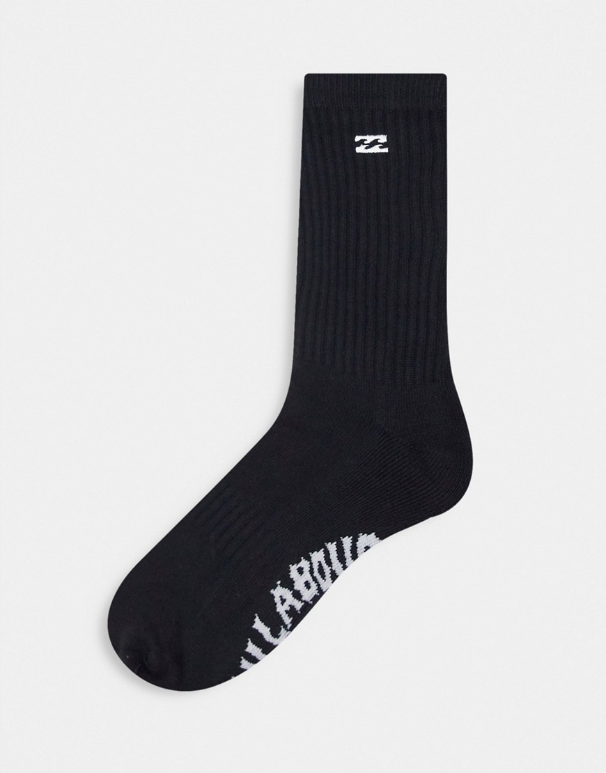 Billabong crew logo socks in black-White