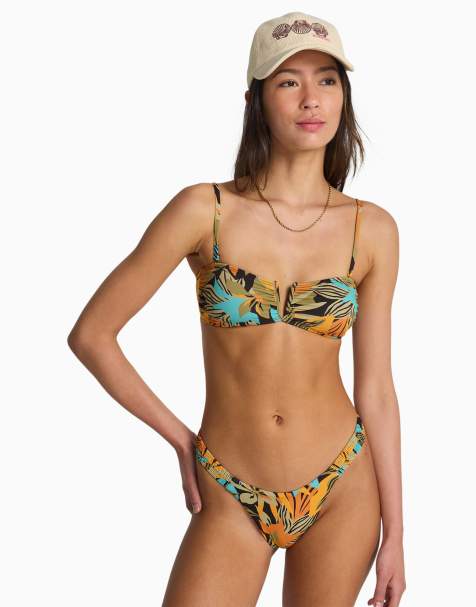Billabong Des tropiques bandeau bikini top in black multi - view 1