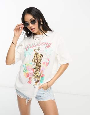 Billabong Easy Tiger oversized t-shirt in white 