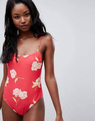 Billabong Floral Swimsuit-Red