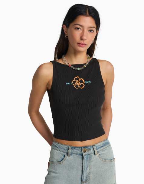 Billabong Go for it vest top in black sands - view 1