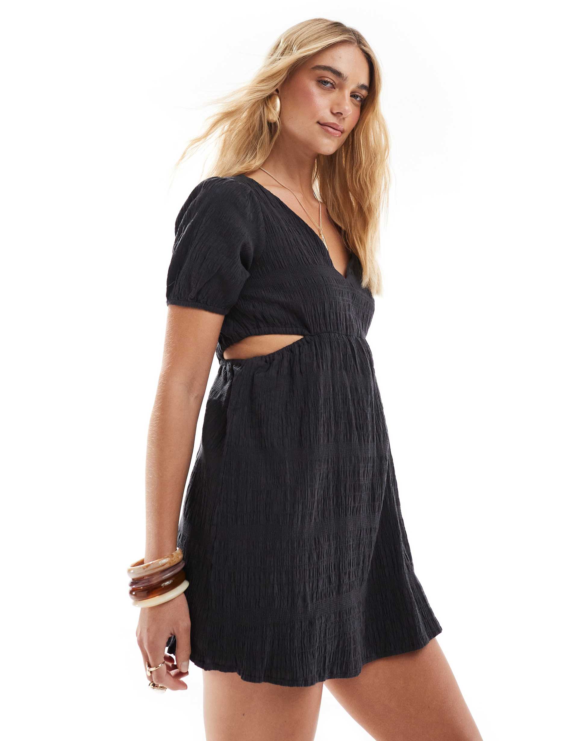 billabong isnt she sweet cut out mini dress in black