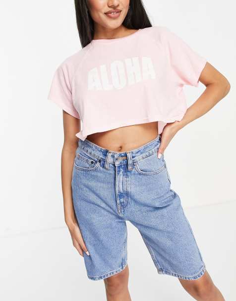 Billabong Just Beachin crop t-shirt in pink