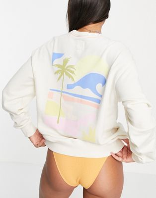 Billabong Kissed By The Sun oversized beach sweatshirt in white