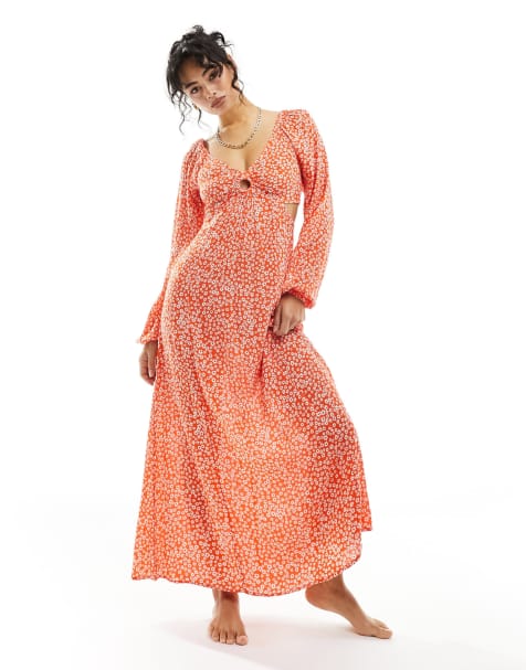 Billabong Last Call maxi beach dress in red 