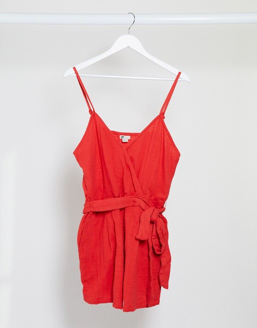 Billabong Linger On beach playsuit in red