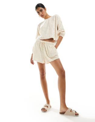 Billabong - Locker geschnittene Strand-Shorts in Creme, Kombiteil-Weiß