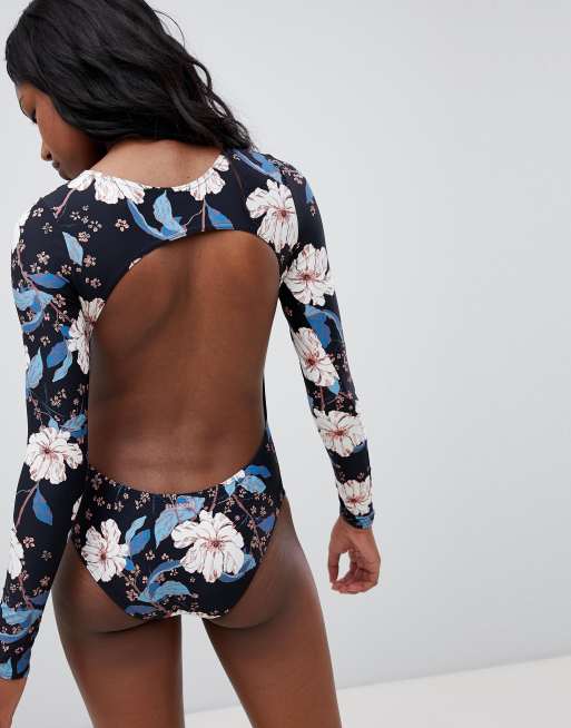 Billabong Long Sleeved Floral Swimsuit