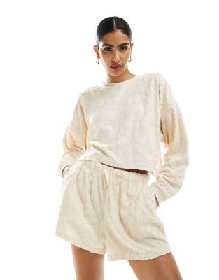 Billabong Billabong loosen up beach jumper co-ord in cream-White