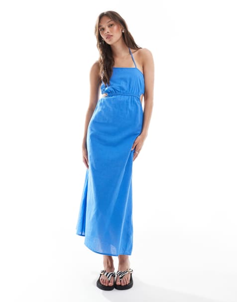 Billabong – Maxi-Strandkleid in True Blue mit One-Shoulder-Träger und Cut-out-Design - view 1