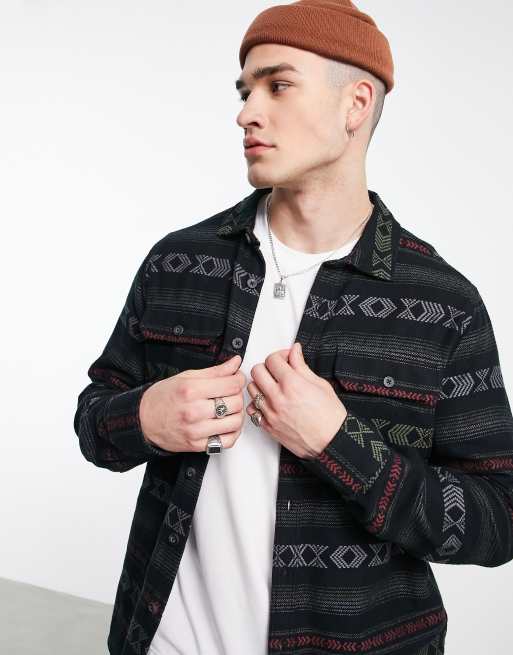 Billabong - Off-Shore - Sort flonelskjorte i jacquard