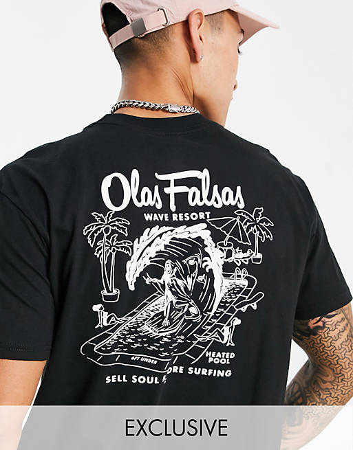 Billabong Olas Falsas back print t-shirt in black Exclusive at ASOS | ASOS