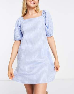 Paradise beach mini summer dress in blue stripe