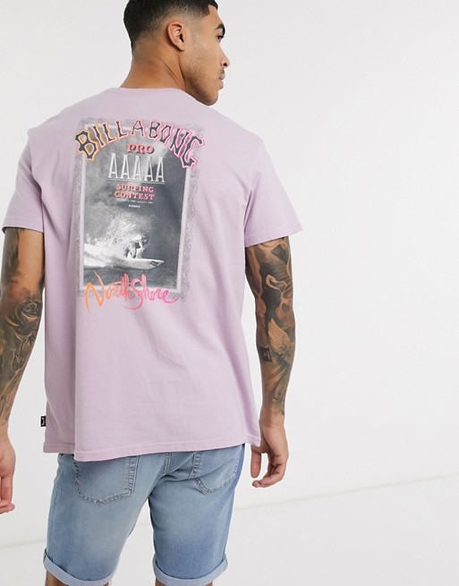 Billabong Past Love back print t-shirt in lilac