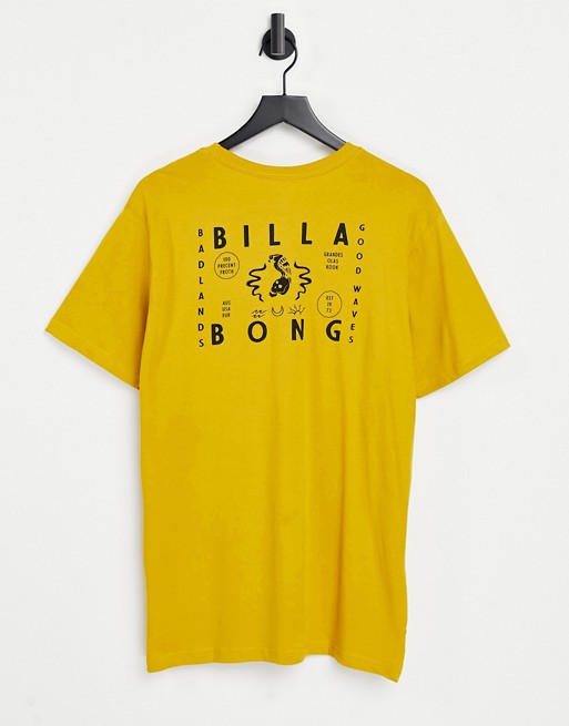 Billabong Peligrosa back print t-shirt in yellow