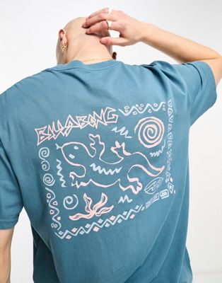 Billabong reflection t-shirt in blue - ASOS Price Checker