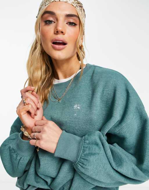 Billabong Salty Blonde Vacation Mode oversized sweatshirt in green