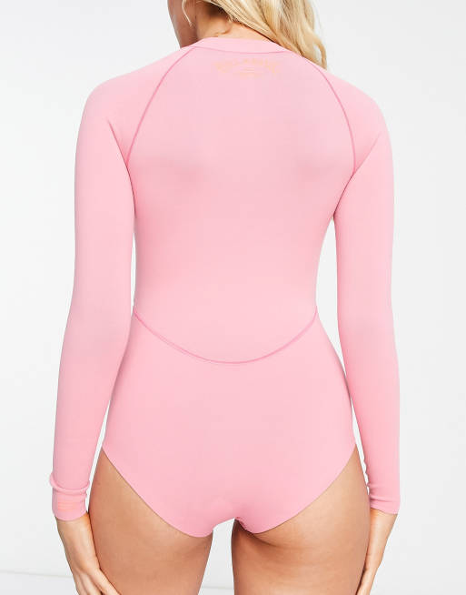 Billabong Salty Dayz long sleeve swimsuit in pink