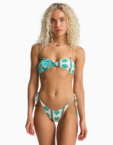 Billabong Salty waves reversible skimpy bikini bottoms in salt crystal - view 1