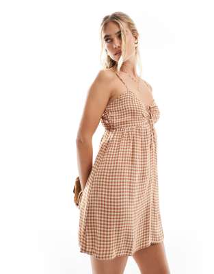 Shop Billabong So Dainty Checked Mini Beach Dress