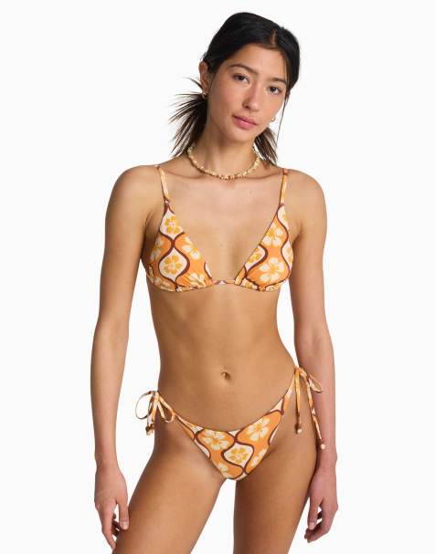Billabong Sol groove triangle bikini top in tangerine - view 1
