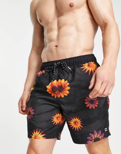 Billabong – Sundays – Bade-Boardshorts in Schwarz mit Blumenmuster - view 1