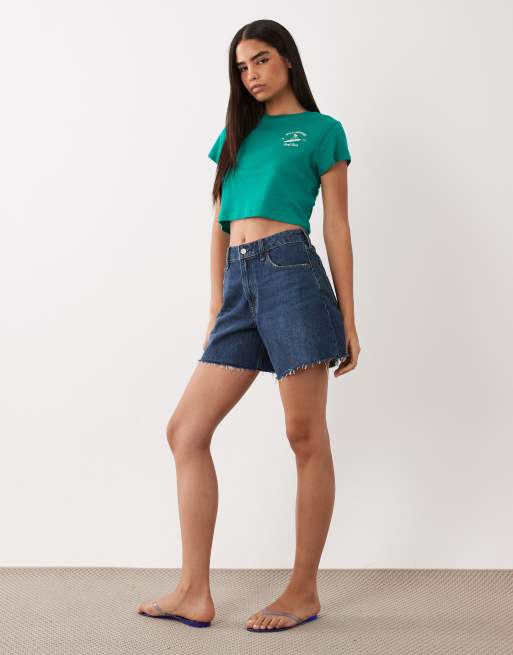 Billabong surf print cropped beach t-shirt in faded green, 3 of 4