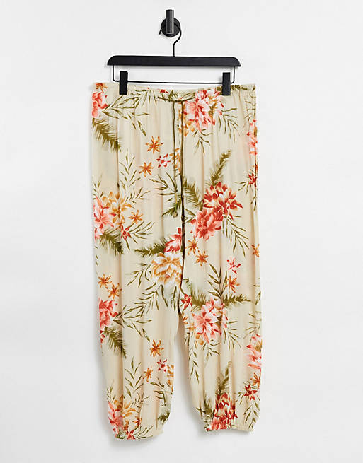 Billabong sweet surf trousers in green floral
