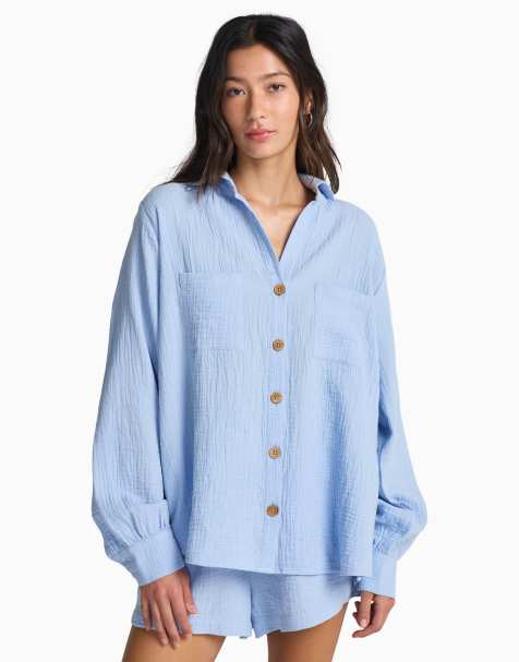 Billabong Swell blouse button down shirt in twilight blue - view 1
