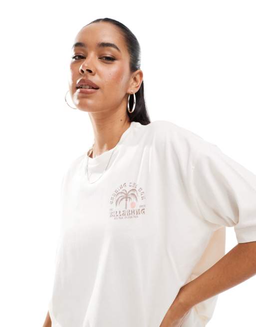 Billabong - T-shirt color crema con grafica "Chasing the Sun", 3 di 4