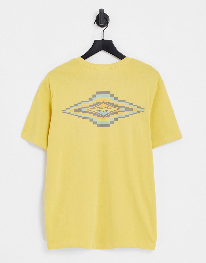 Billabong t-shirt with back print in yellow