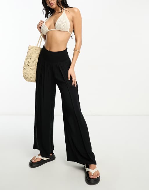 Billabong Wandering Soul high waist beach trouser in black ASOS