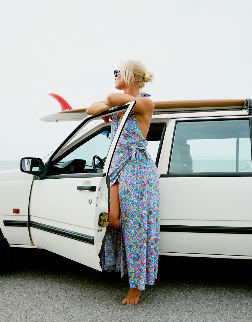 Billabong X Amanda Djerf Lets Hang maxi wrap summer dress in ditsy flower print - MULTI