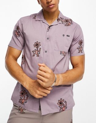 Billabong X Keith Haring flowere dance short sleeve shirt in grey violet - ASOS Price Checker