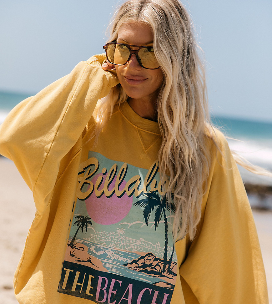 Billabong X Salty Blonde Coastal Crew oversized sweatshirt in yellow